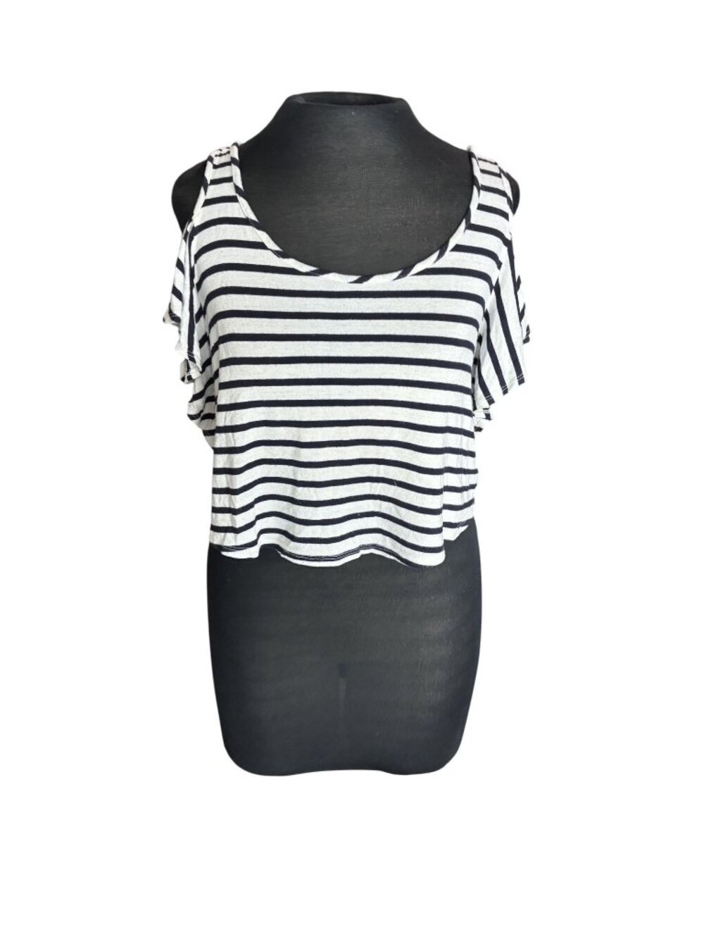 Striped Charlotte Russe Women’s Cold Shoulder Crop Top Size M